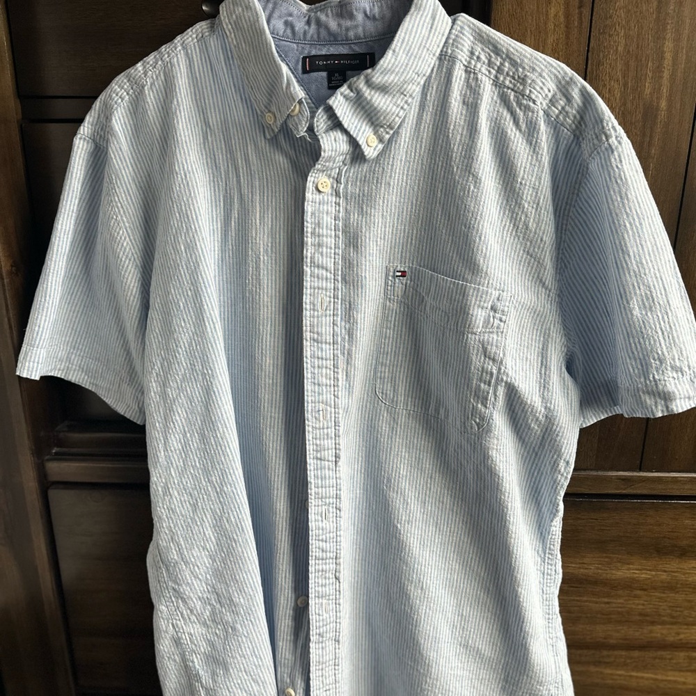 Tommy Hilfiger Light Blue Striped Casual Shirt